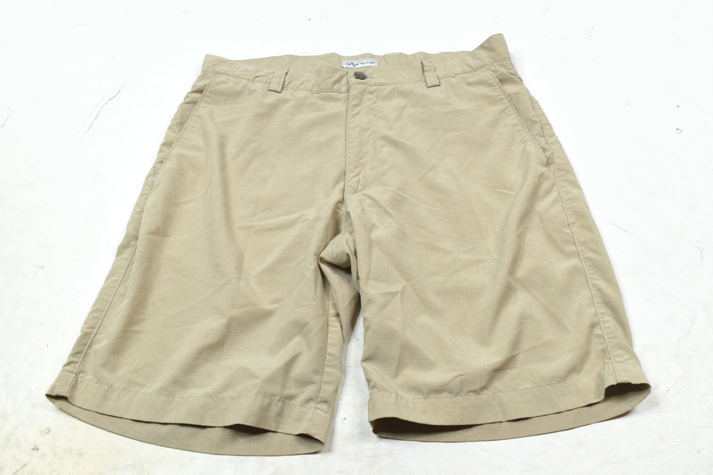 PETER MILLAR Shackleford Hybrid Melange Shorts Mens 32 Beige Stretch Golf